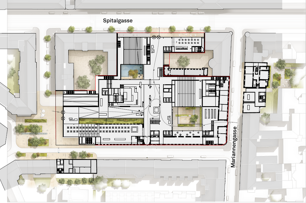 Grundriss Campus Mariannengasse © MedUni Wien Grundriss Campus Mariannengasse © MedUni Wien