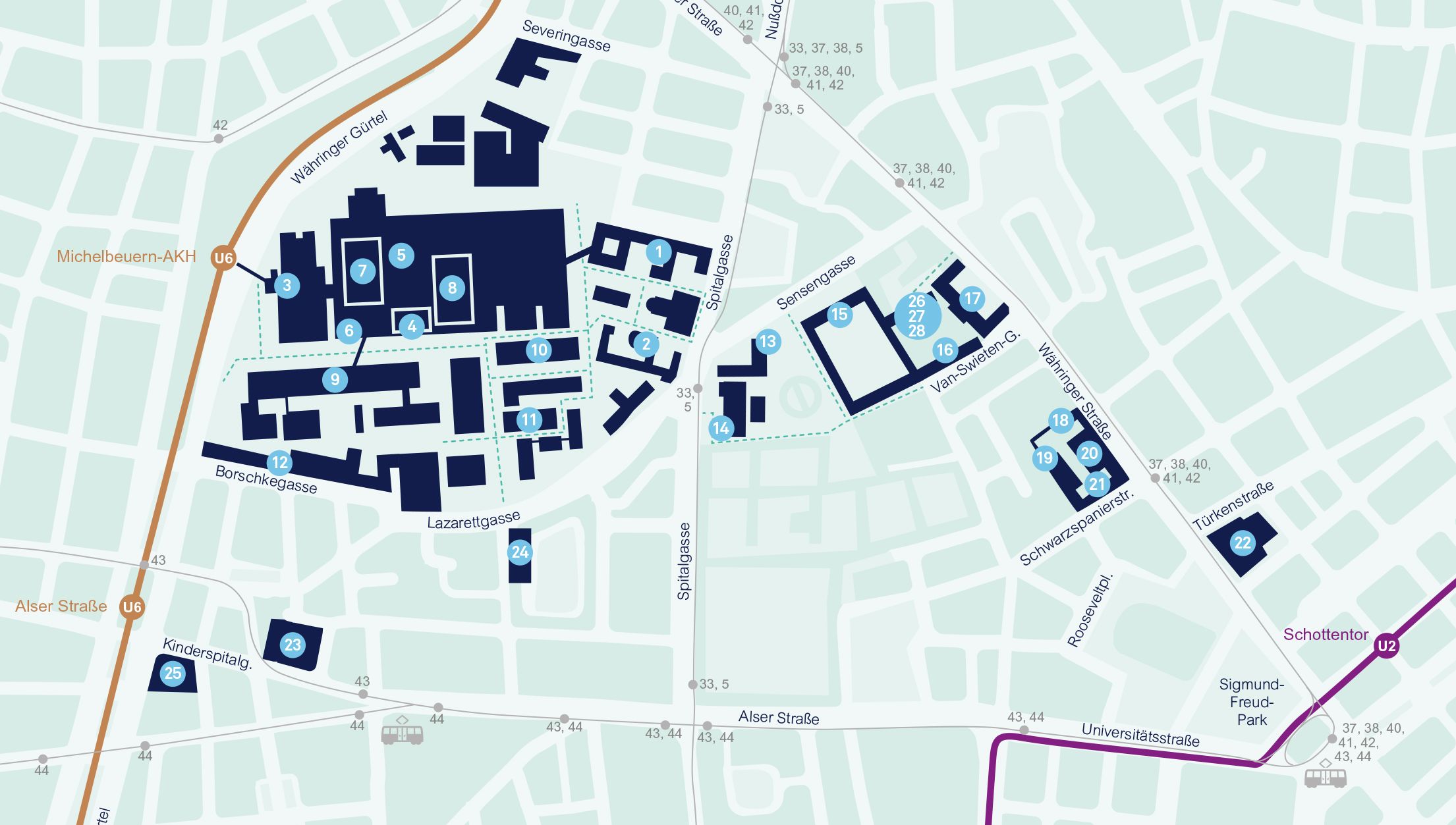 Übersichtsplan der MedUni Wien